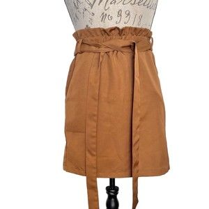Shein Womens Skirt Paperbag Belt Dark Academia Size XS Mini Metallic Pockets